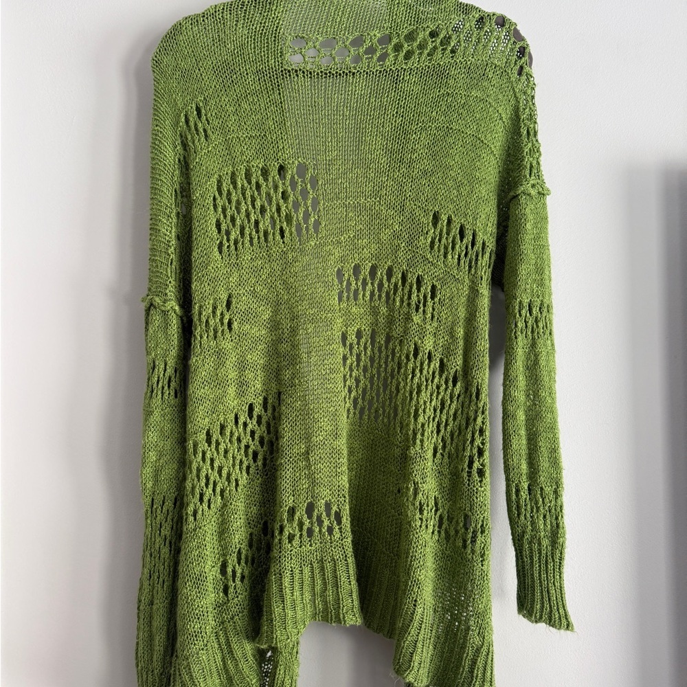 Green Open-Knit Cardigan – Lightweight & Boho Chic - Picture 4 of 4